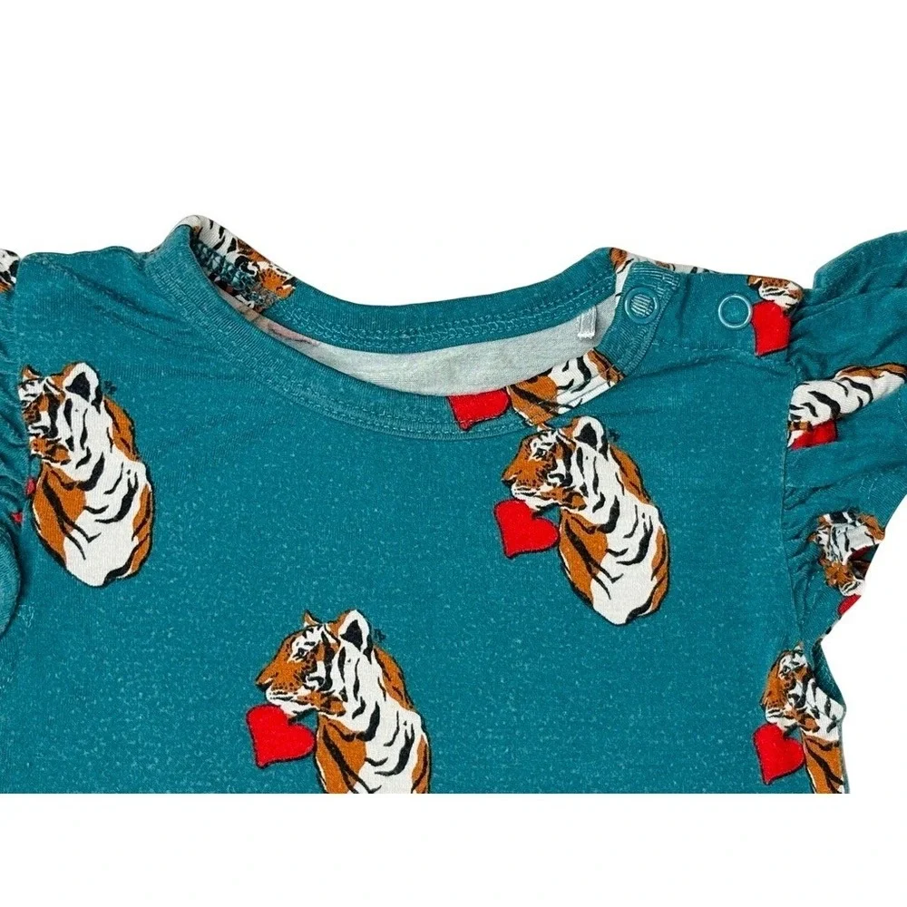 Posh Peanut Bamboo Tiger Heart Twill Dress Bodysuit 12-18 Month Green Whimsigoth